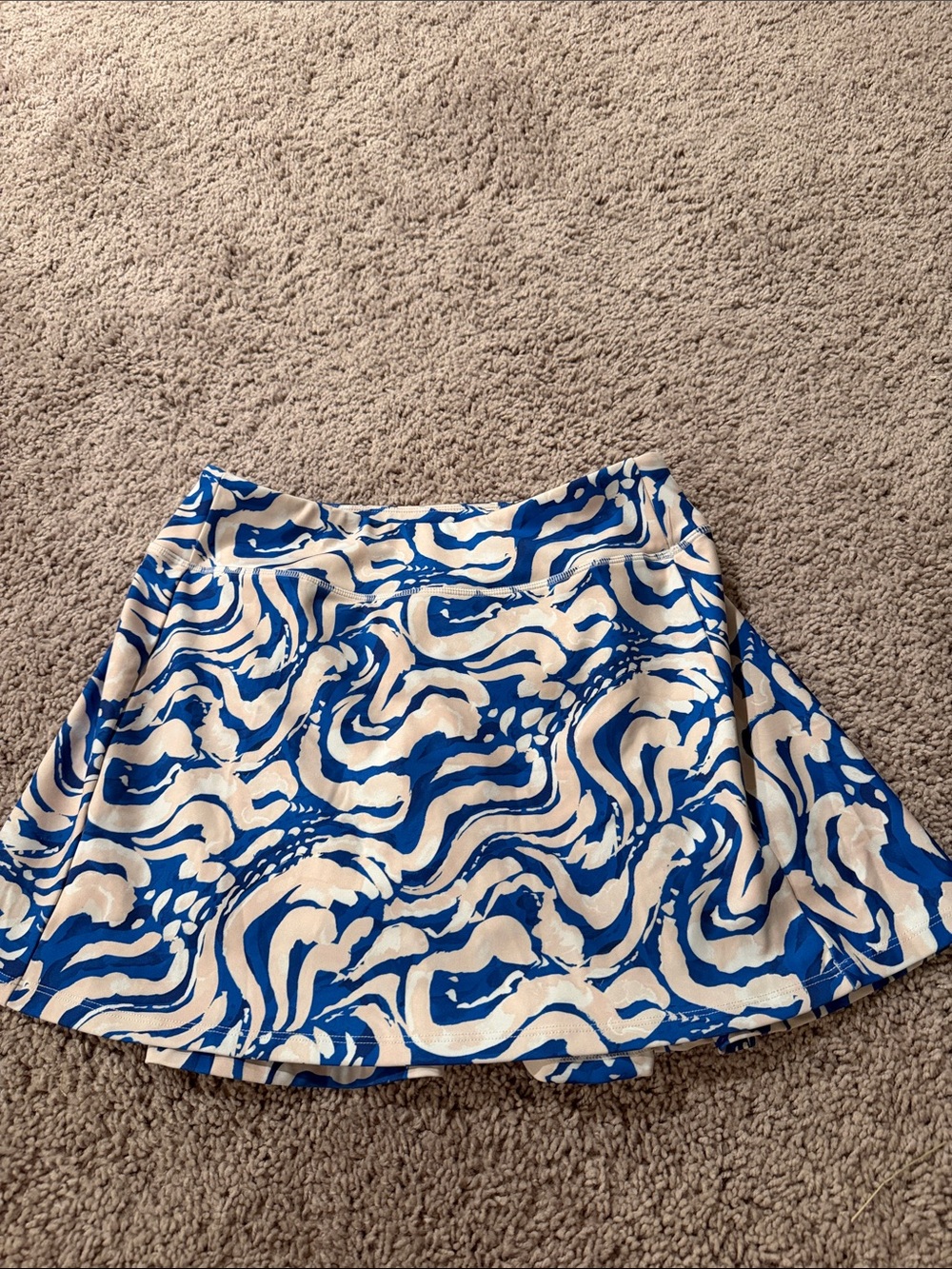 Blue and White Patterned A-Line Women's Skirt